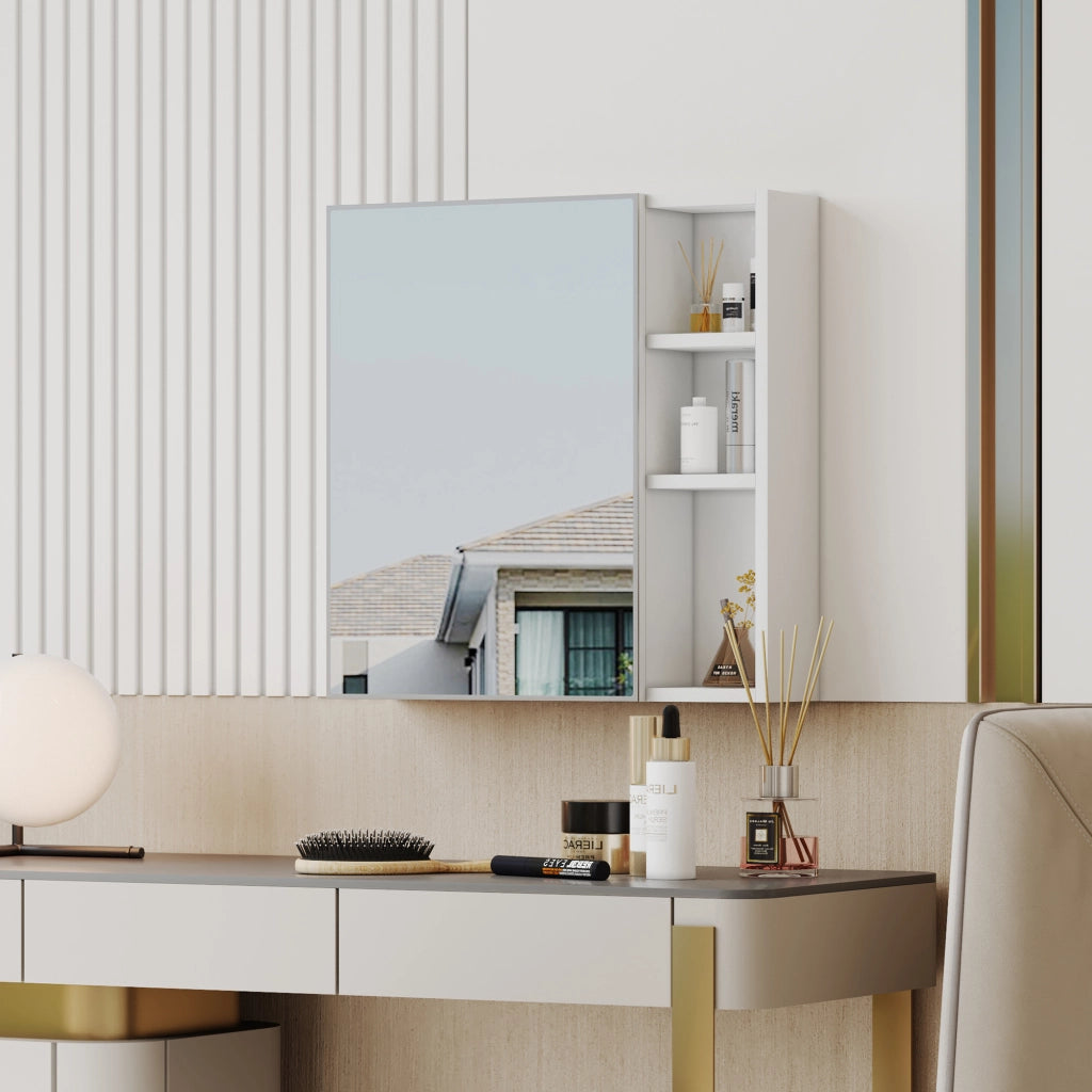 ARMADIO SPECCHIO DA PARETE 63,5x60x13 cm Bianco MDF e vetro di sicurezza