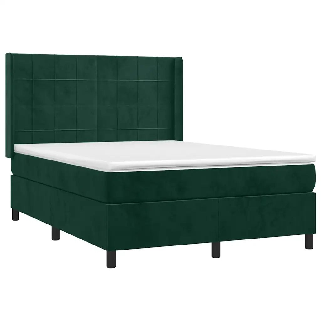 Giroletto a Molle con Materasso Verde Scuro 140x200 cm Velluto 3132684