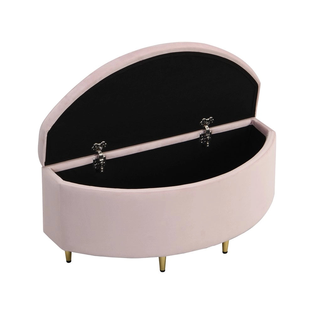 Panca Imbottita con Vano Contenitore ¨C Xylo ¨C Velluto Rosa, Gambe in Metallo, 90x40x42 cm