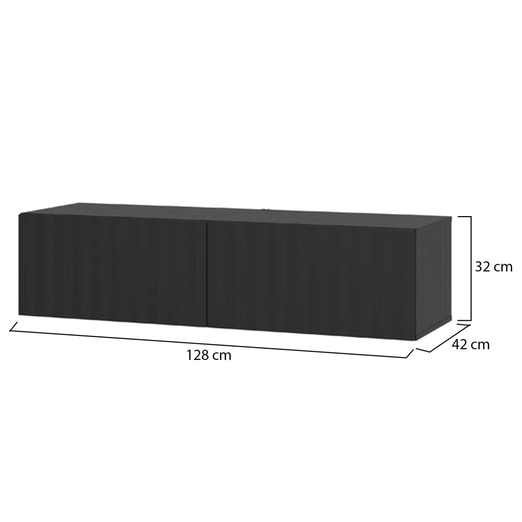 Vetto, Mobile Porta tv un Ripiano, 128x42x32h cm Nero