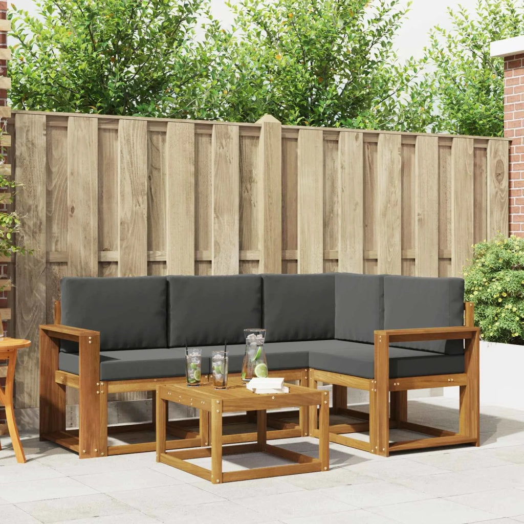 Set di divani da esterno con cuscino 5 pcs Naturale e Antracite