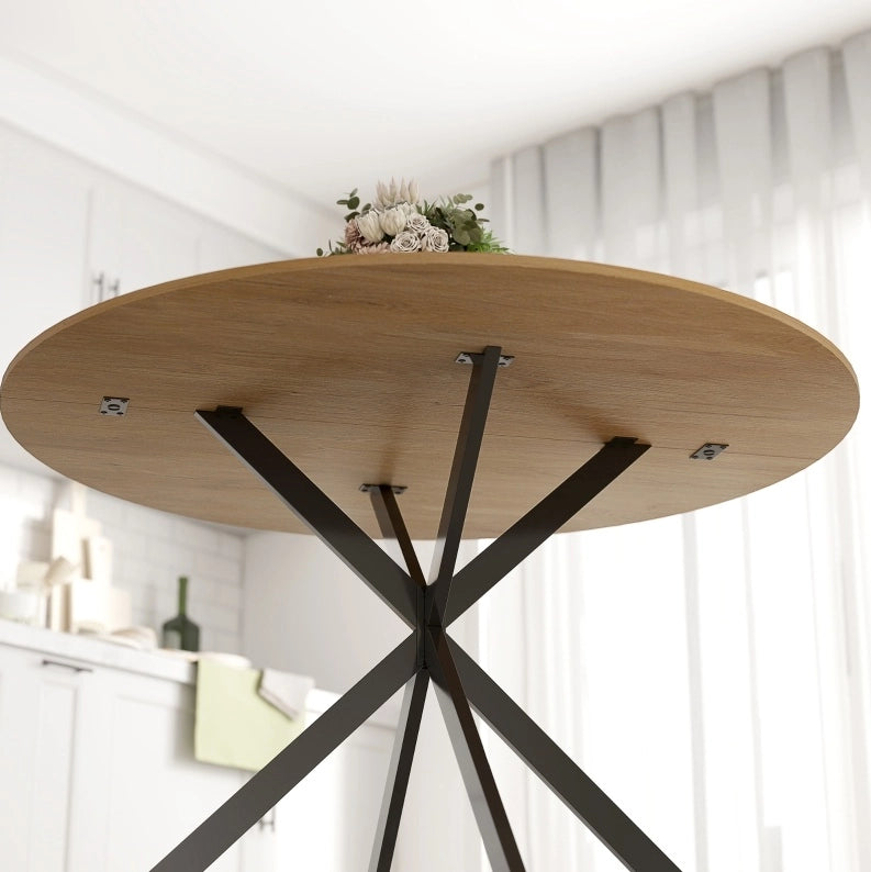 Tavolo da pranzo rotondo Ø120 cm in stile industriale