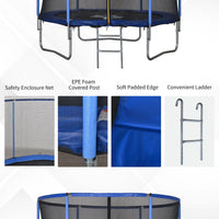 Trampolino Tappeto Elastico Ø244x240 cm con Rete e Bordo Imbottito Blu e Nero