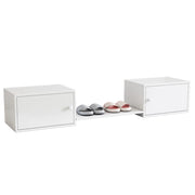 Mobile Porta Scarpe con 2 Ante e Vano Aperto; Panca Ingresso; Stile Classico; in Legno Massello e MDF; 189×40×34;5 cm; Bianco