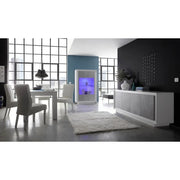Vetrina 2 porte, collezione FALL, colore bianco opaco laccato e grigio effetto cemento