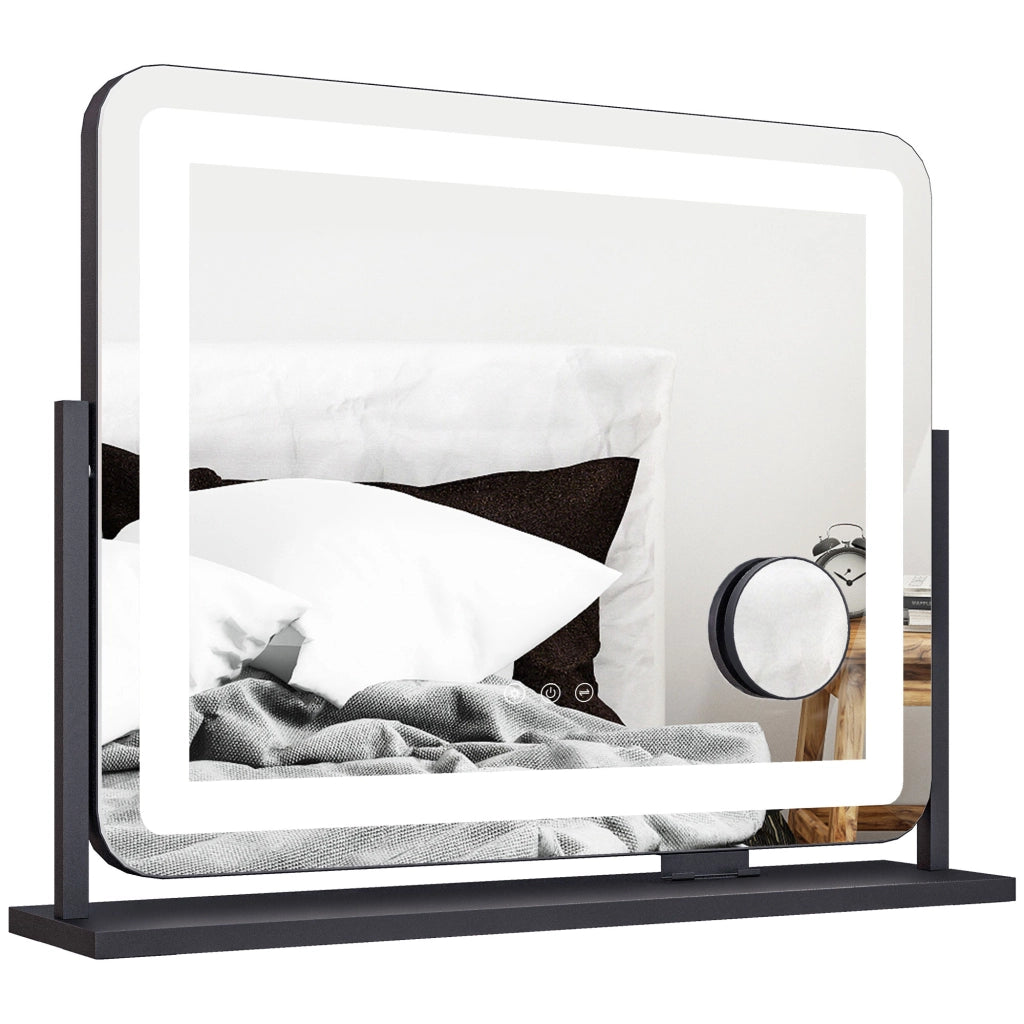Specchio da Bagno con LED 3 Intensit¨¤ 10X ¨C zephmum ¨C Bianco 62.5x52 cm