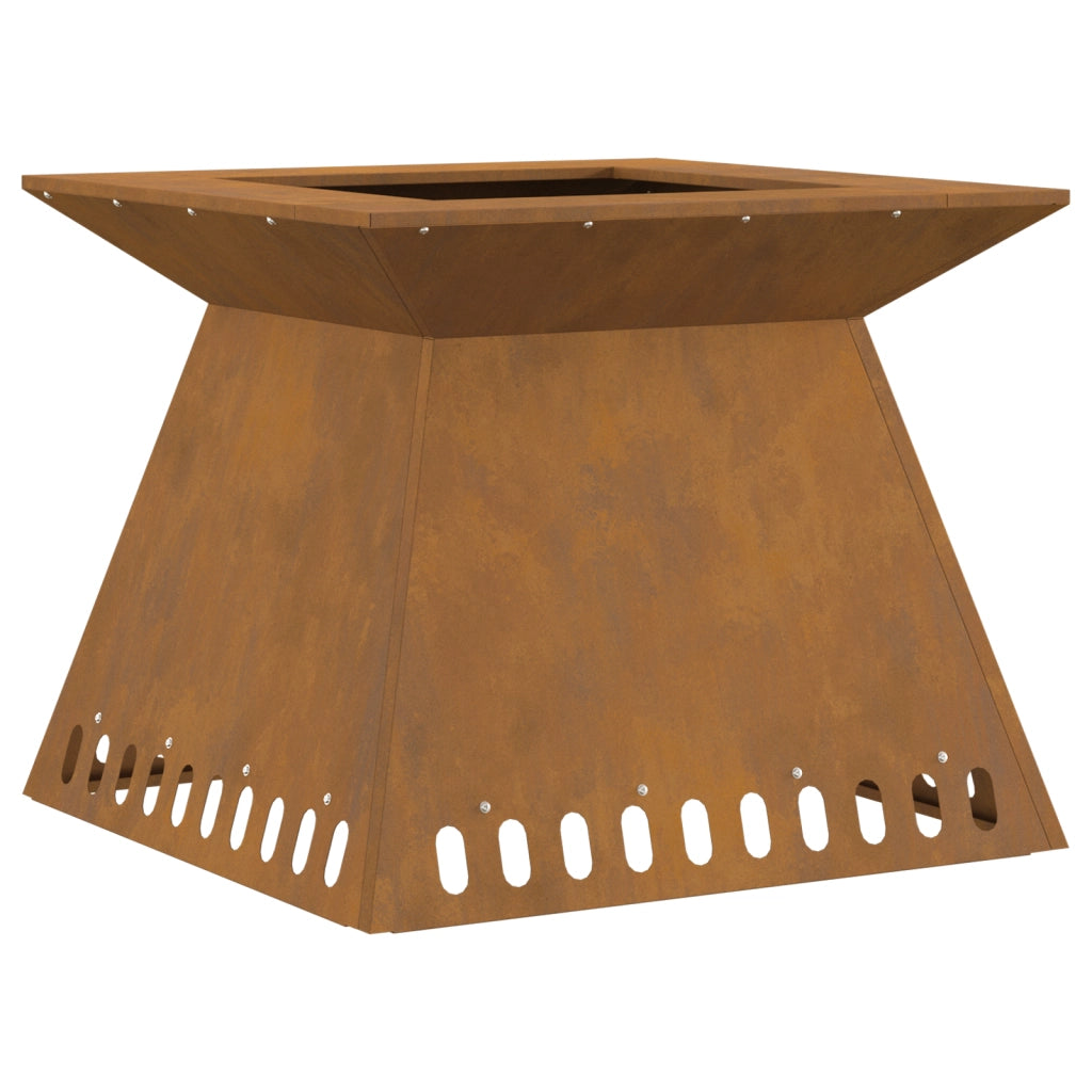 Focolare 60x60x50 cm Acciaio Invecchiato