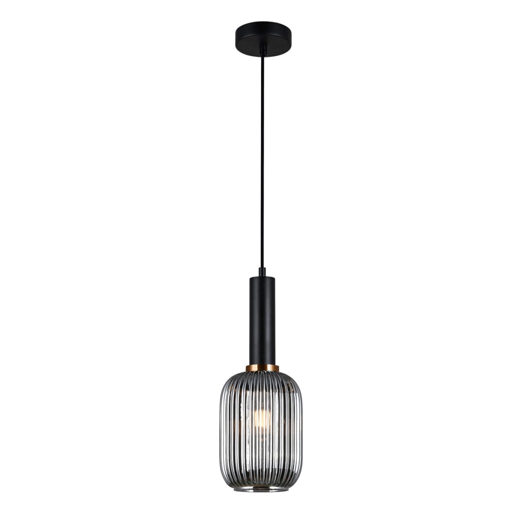 Lampada a sospensione Italux Antiola nera vetro E27 Ø15