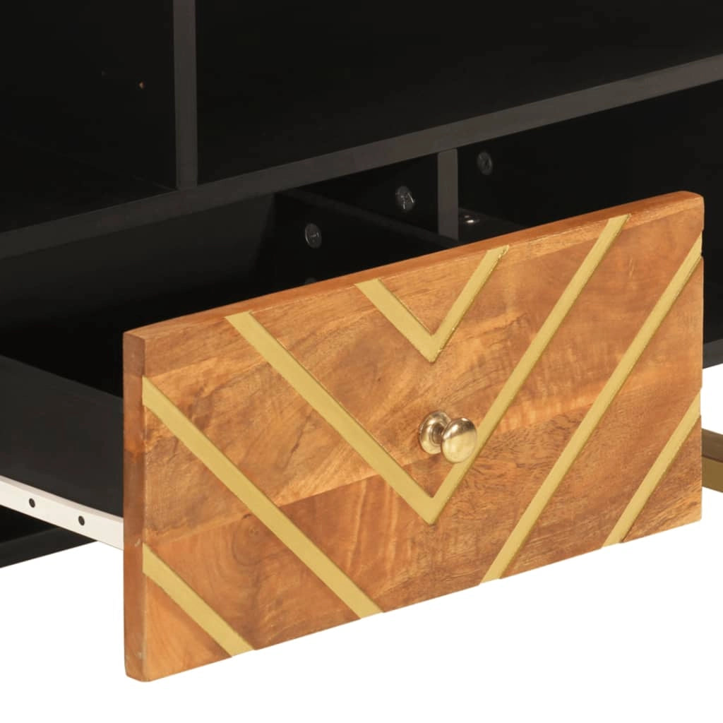Mobile TV multimediale scaffale TV credenza mobile TV sala da pranzo soggiorno camera da letto 100 x 33,5 x 46 cm legno massello di mango marrone 02_0027591
