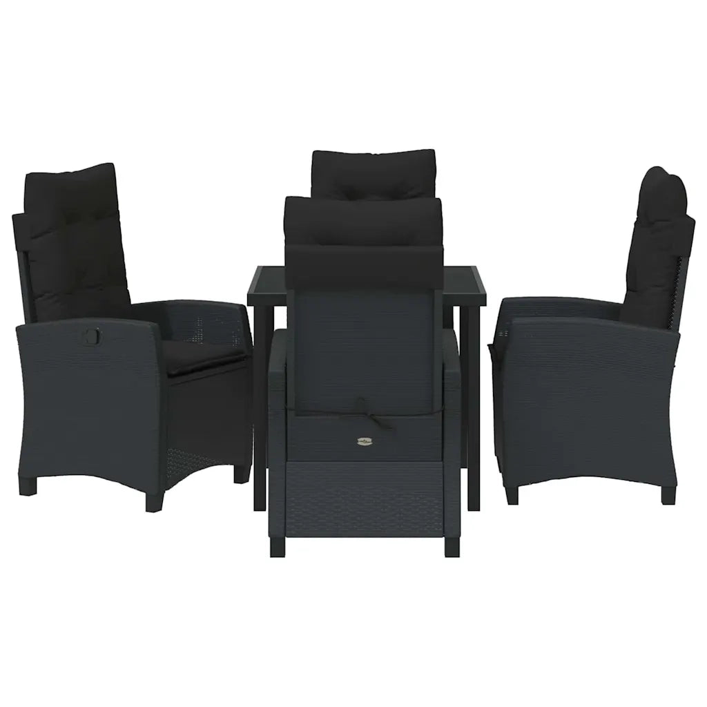 Set da Pranzo per Giardino con cuscino 5 pcs Nero polyrattan 3380373