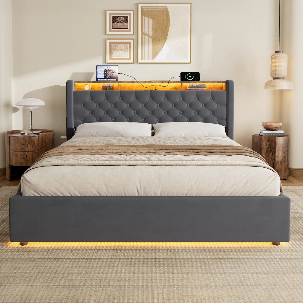 Letto contenitore 160x200 cm, colore grigio