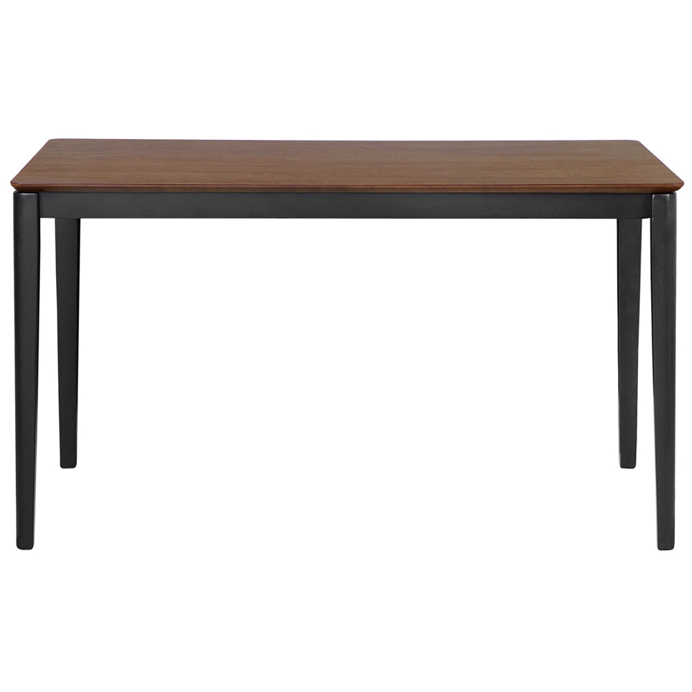 Tavolo da pranzo in noce scuro con gambe in metallo nero 135 x 80 cm Rettangolare in stile tradizionale