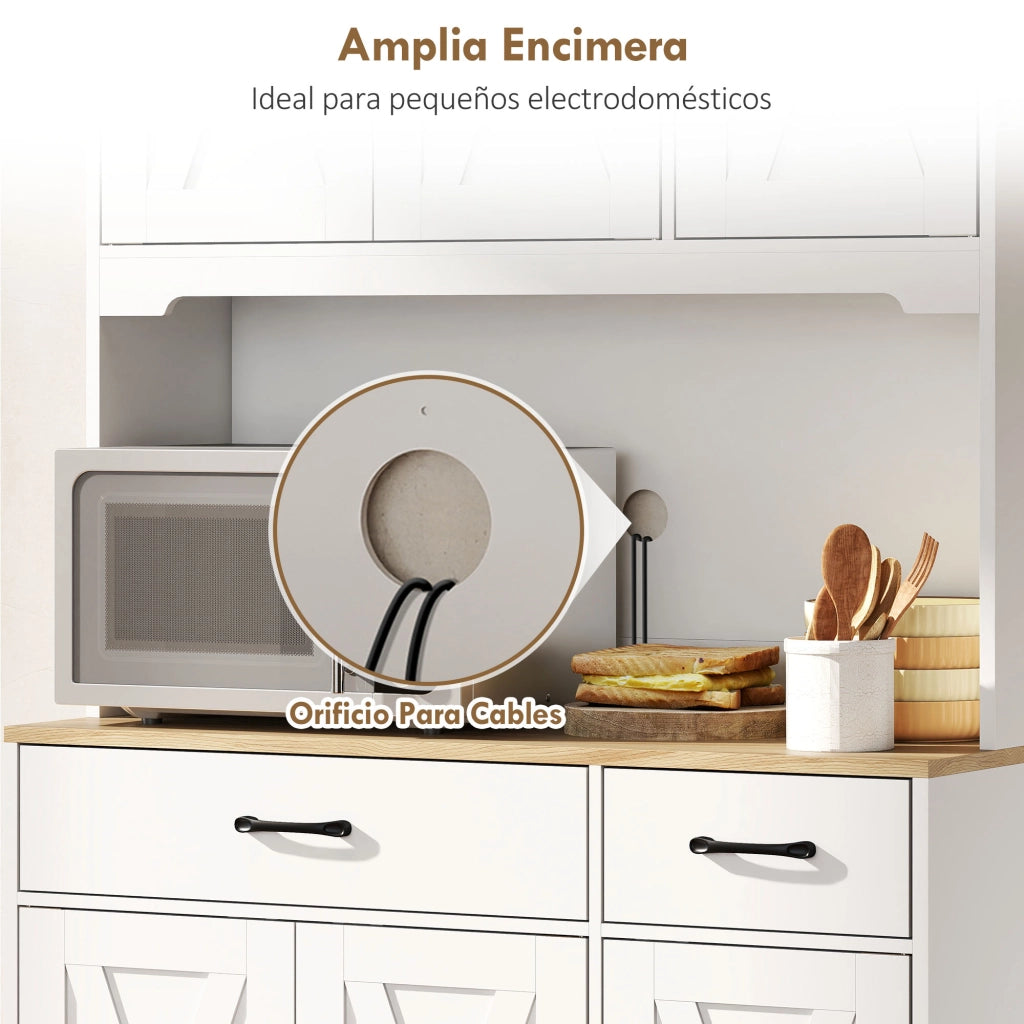 Armadio da Cucina con 6 Ante e 2 Cassetti ¨C Zephmum ¨C Bianco 90x51x