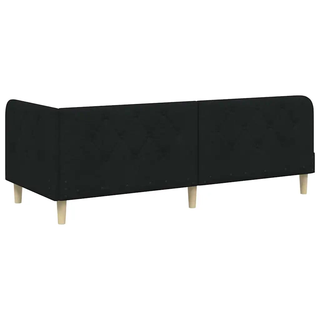 Letto singolo | Letto per adulti | Cornice del letto ad angolo Nero 80 x 200 cm Tessuto