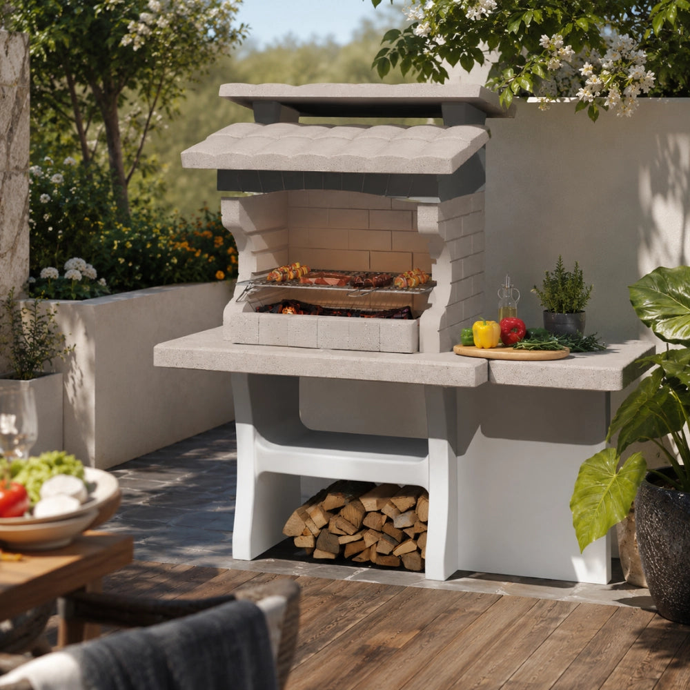 Sarom barbecue luxor 159 x 72 x 161,5 cm pietra ricostruita con tavolo laterale