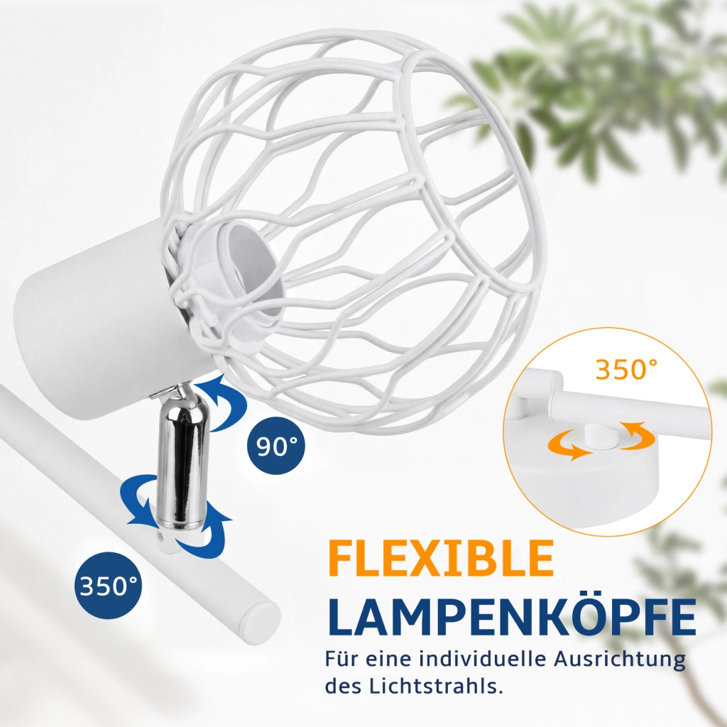 ZMH Faretto da soffitto 4 Luci Bianco E14 Metall Orientabile Moderni per Soggiorno Cucina Corridoio Senza Lampadina