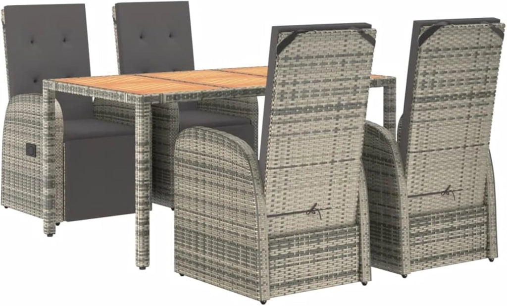 Set da pranzo da giardino 5 pezzi, set tavolo e sedie da giardino, set per terrazza, mobili da giardino, mobili da giardino, set da giardino con terrazza esterna, con cuscini in rattan