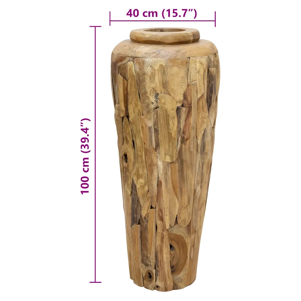 Vaso Decorativo-Fioriera 40x100 cm in Legno Massello di Teak