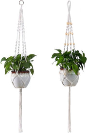 Set di appendi piante a macramé in forma di fiori - 2 pezzi | Appendi piante boho per decorazione di giardino interno e balcone