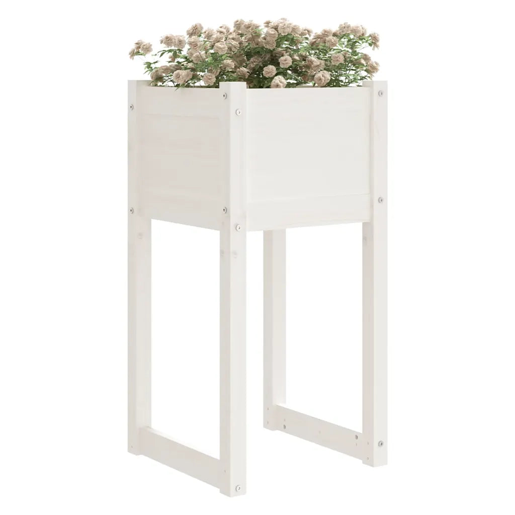 2 pz Fioriere | Cassetta per fiori | Vaso Bianche 40x40x81 cm in Legno Massello di Pino