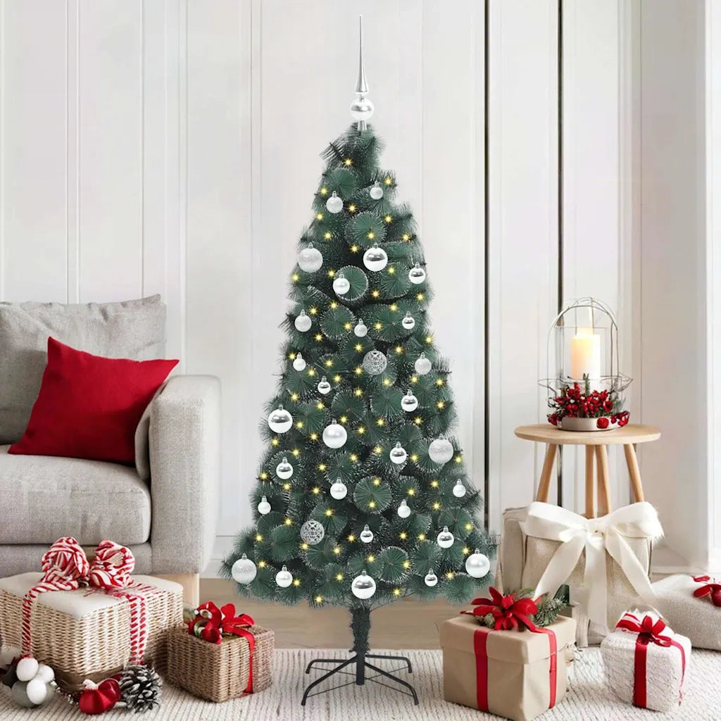 Albero di Natale | Decorazioni natalizie artificiale pre-illuminato con set di palline