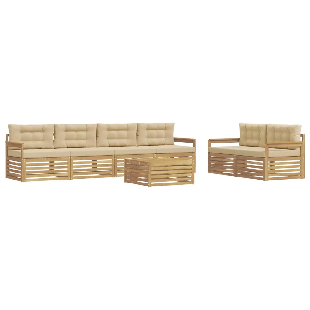 Set di divani da esterno 7 pz Bianco e Beige Poliestere 3390073
