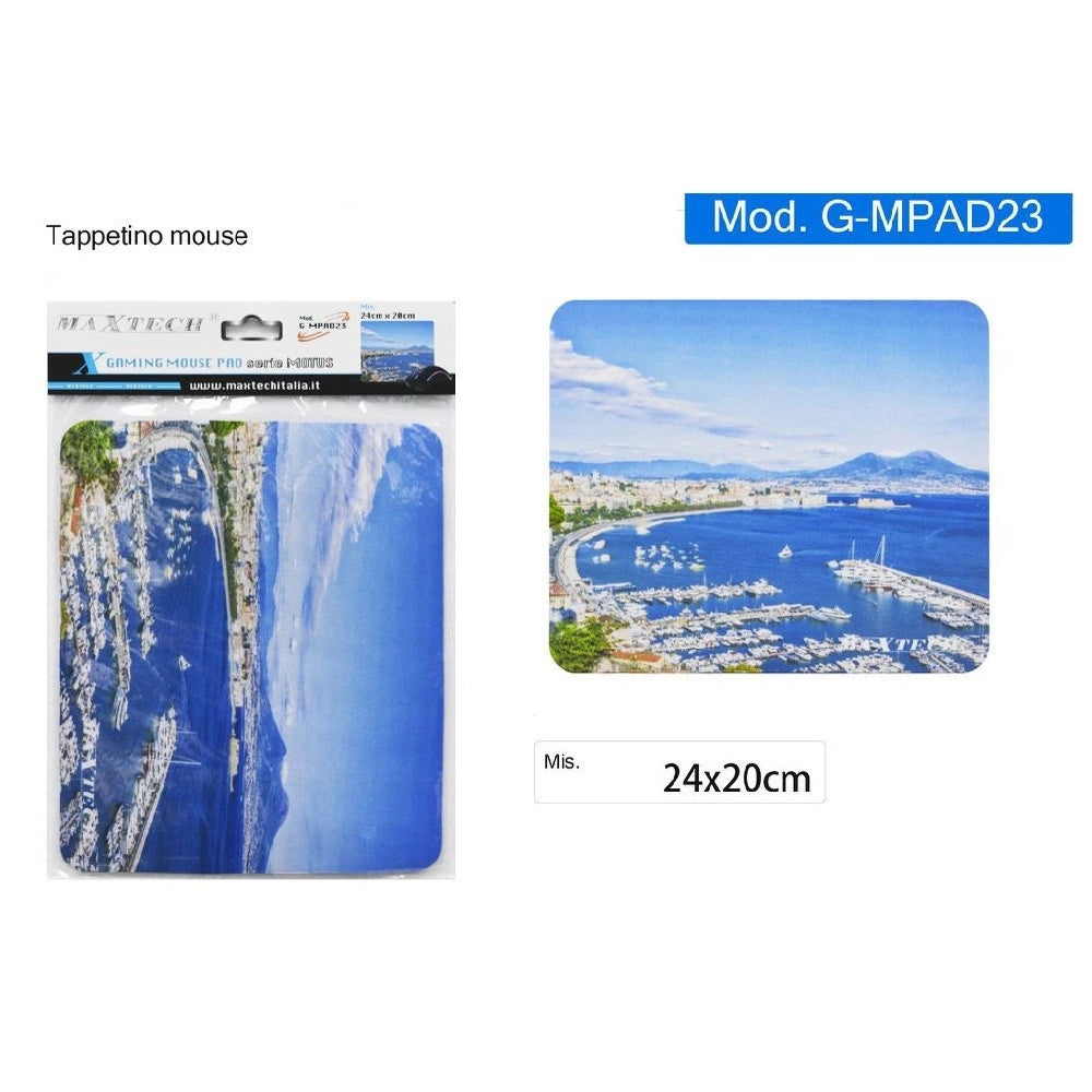 Trade Shop - Tappetino Mouse Pad Tastiera Pc Gaming Paesaggio Golfo Napoli 24x20cm G-mpad23 -