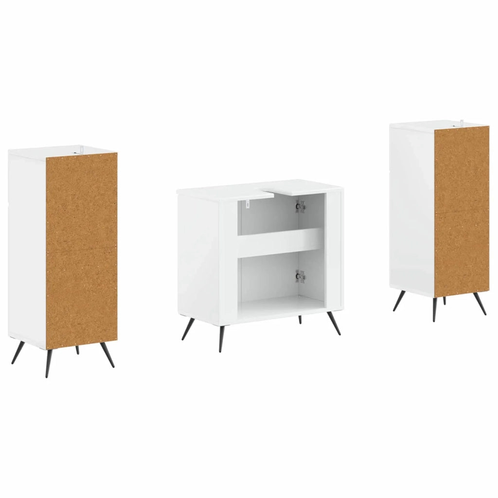 Set di Armadi da Bagno da 2 Pezzi BREDA Bianco Lucido 3418048