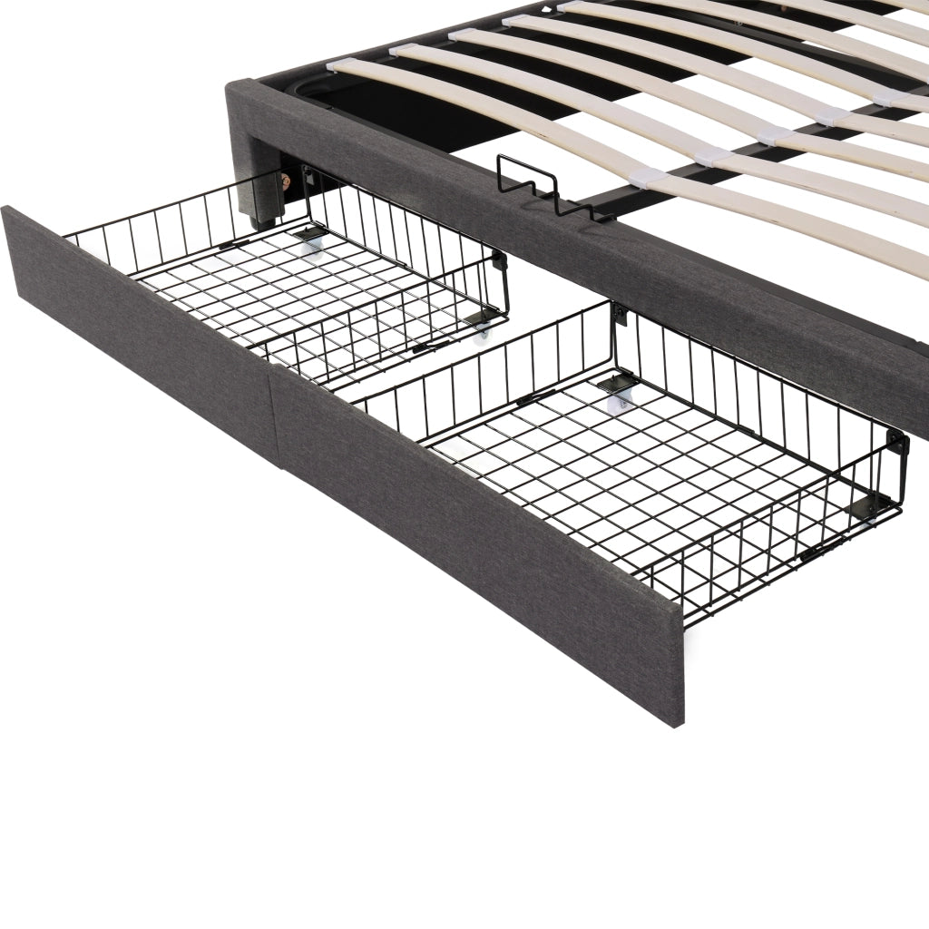Letti contenitori 160x200 cm; LED; contenitore sottoLetti contenitori; acciaio; grigio scuro (Senza materasso)
