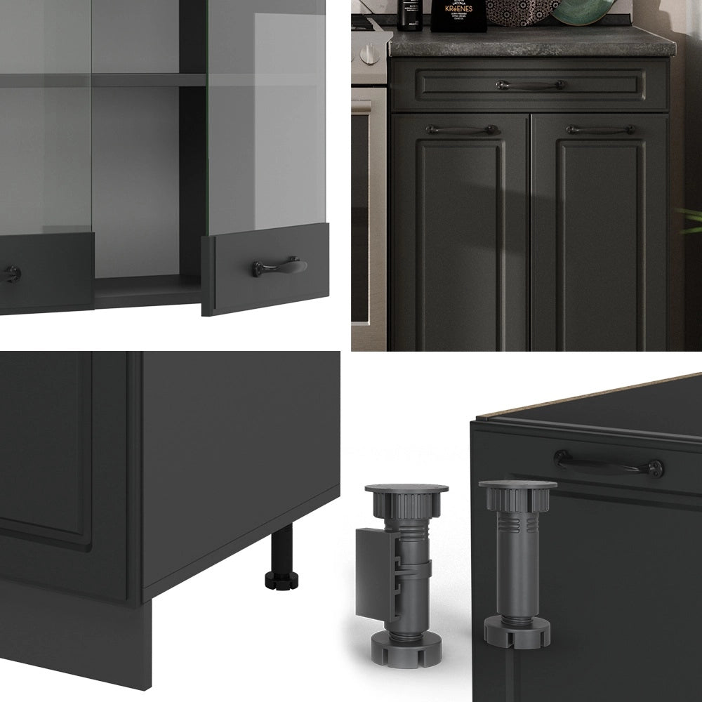 Vicco Cucina componibile Casa di campagna antracite/antracite 200 cm , PL Marmo