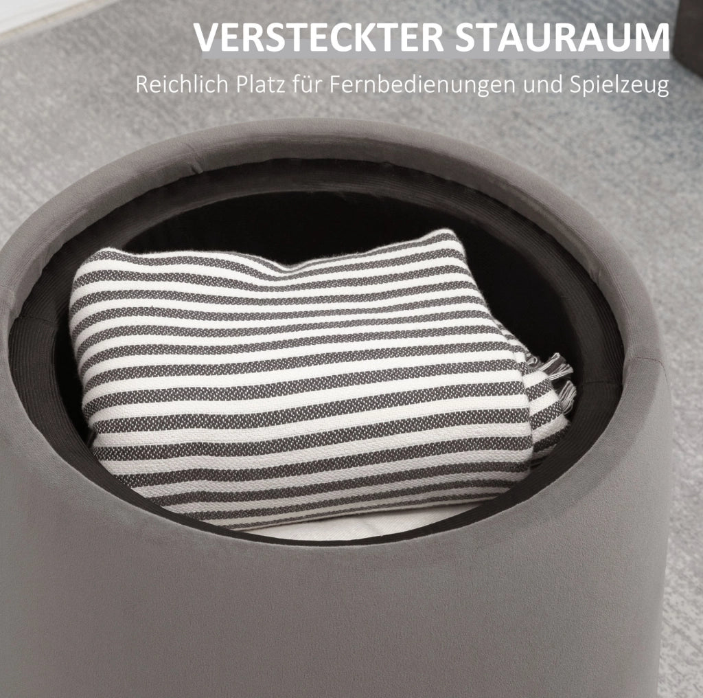 POUF Contenitore rotondo Ø44 x 47,5 cm in poliestere grigio scuro