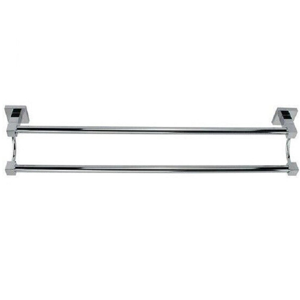 Trade Shop - Porta Asciugamani Doppio In Acciaio Bagno Fissaggio A Parete 60cm Square 59192 -