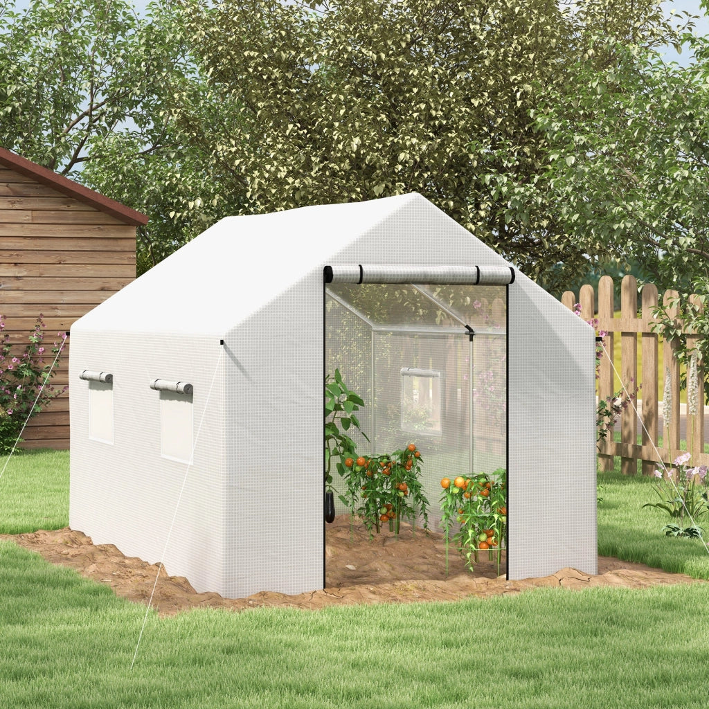 Serra Tunnel 2x3x2 m con 4 Finestre a Rete e Porta con Cerniera ¨C zephmum ¨C Bianco