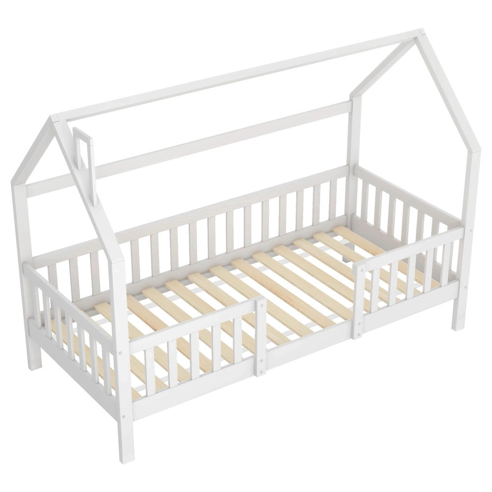 Letto Casetta per Bambini con Camino ¨C MINIMAL ¨C Pino Bianco 90x200