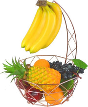 Fruitiera con grappolo di banane - finitura in acciaio inox argento - per tavolo