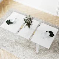Tavolo da Pranzo Allungabile per 4-6 Persone con Pannelli a Ribalta, in Legno, 120-160x80x78 cm, Bianco