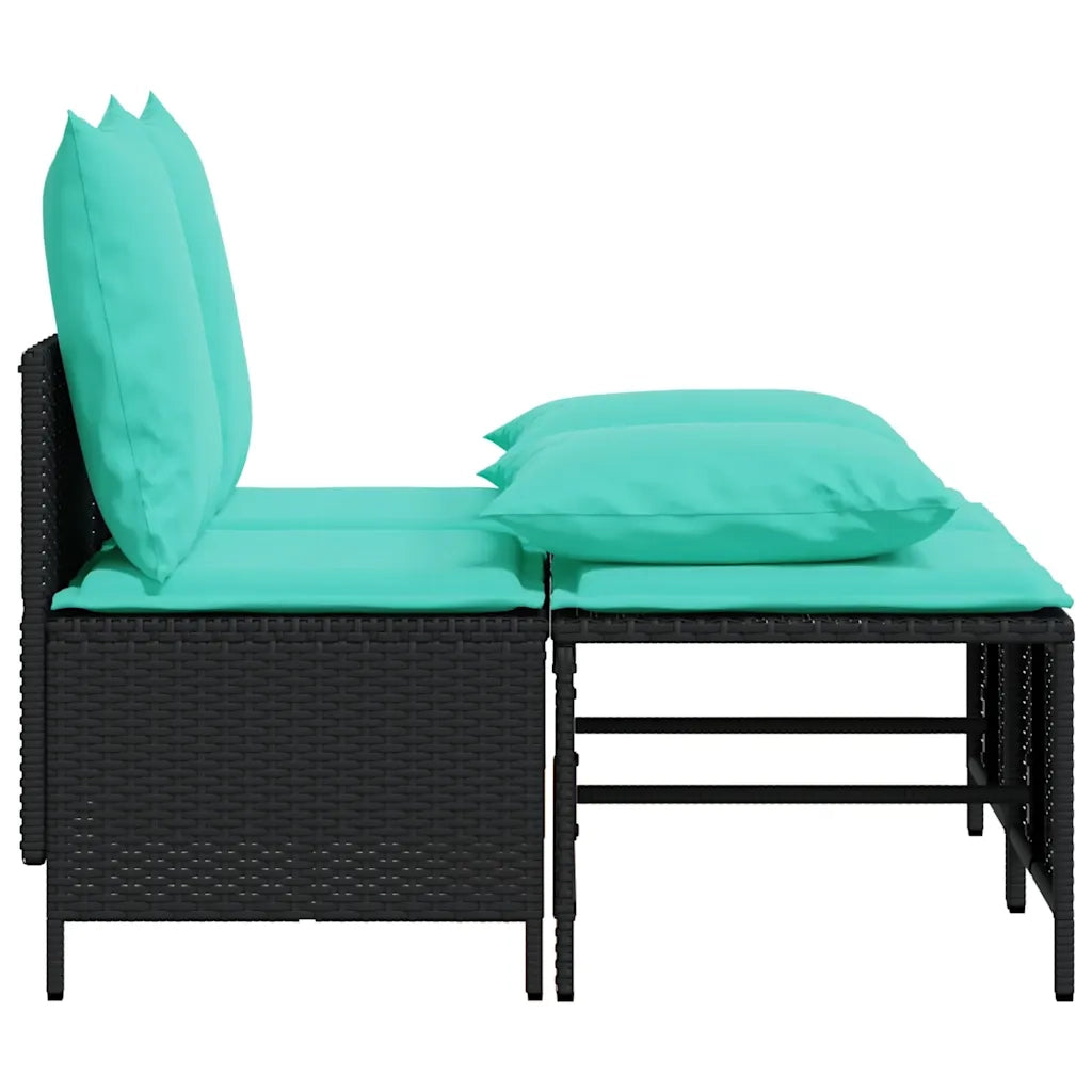Set Divani da Giardino 4 pz con Cuscini Nero in Polyrattan 368388