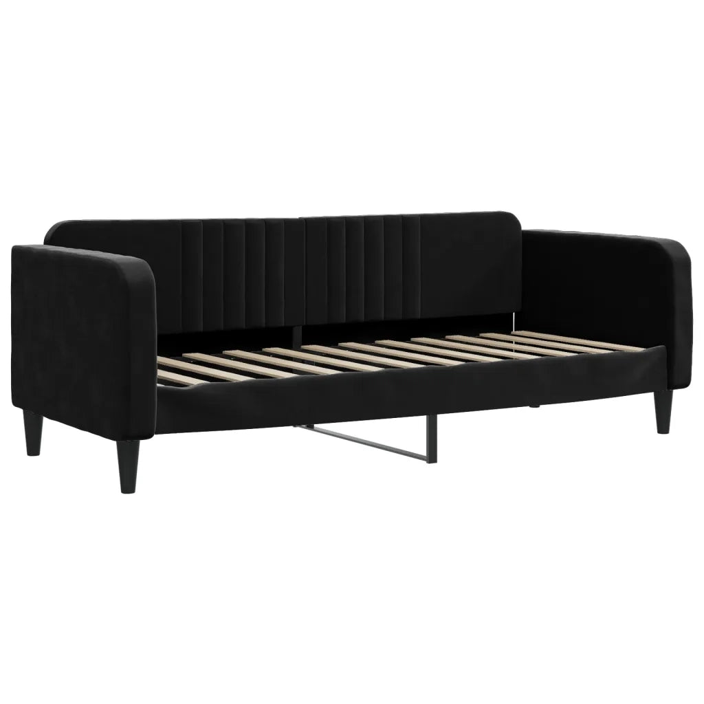 Divano Letto Estraibile con Materassi Nero 80x200 cm Velluto 3197084