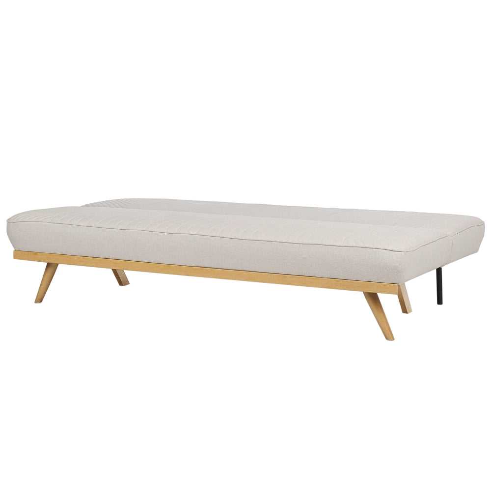Divano letto Beige Rivestimento in tessuto Gambe in metallo 2 posti Seduta con schienale imbottito Design moderno Senza braccioli