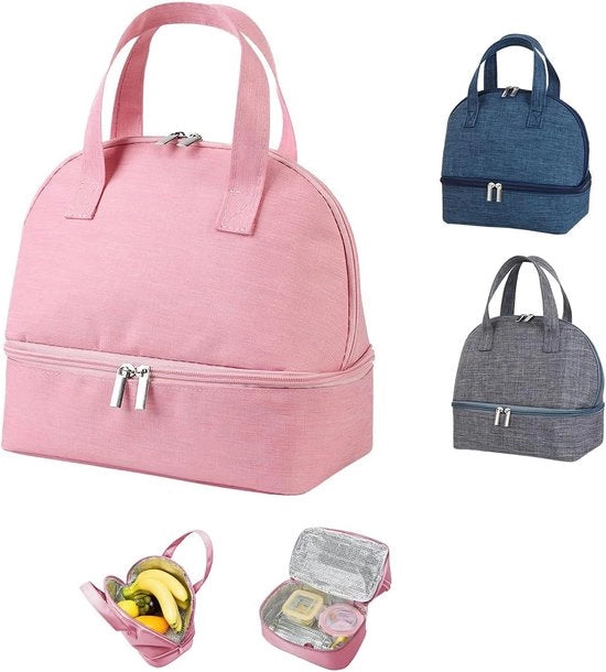 Isolante tas portatile pieghevole per lavoro, scuola, picnic, per donne, adulti, studenti e bambini (rosa)