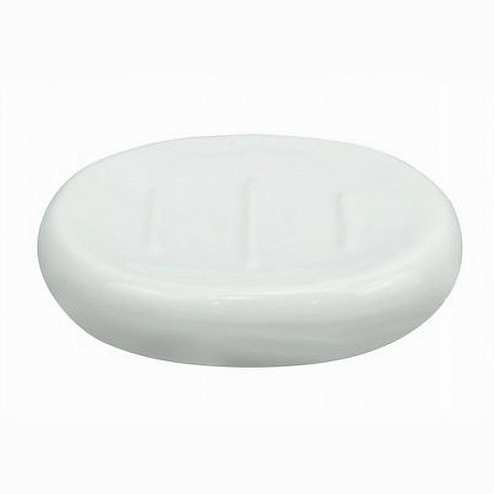 Trade Shop - Piattino Per Sapone Ceramica Bianco Portasaponetta Moderno Accessori Bagno 79246 -