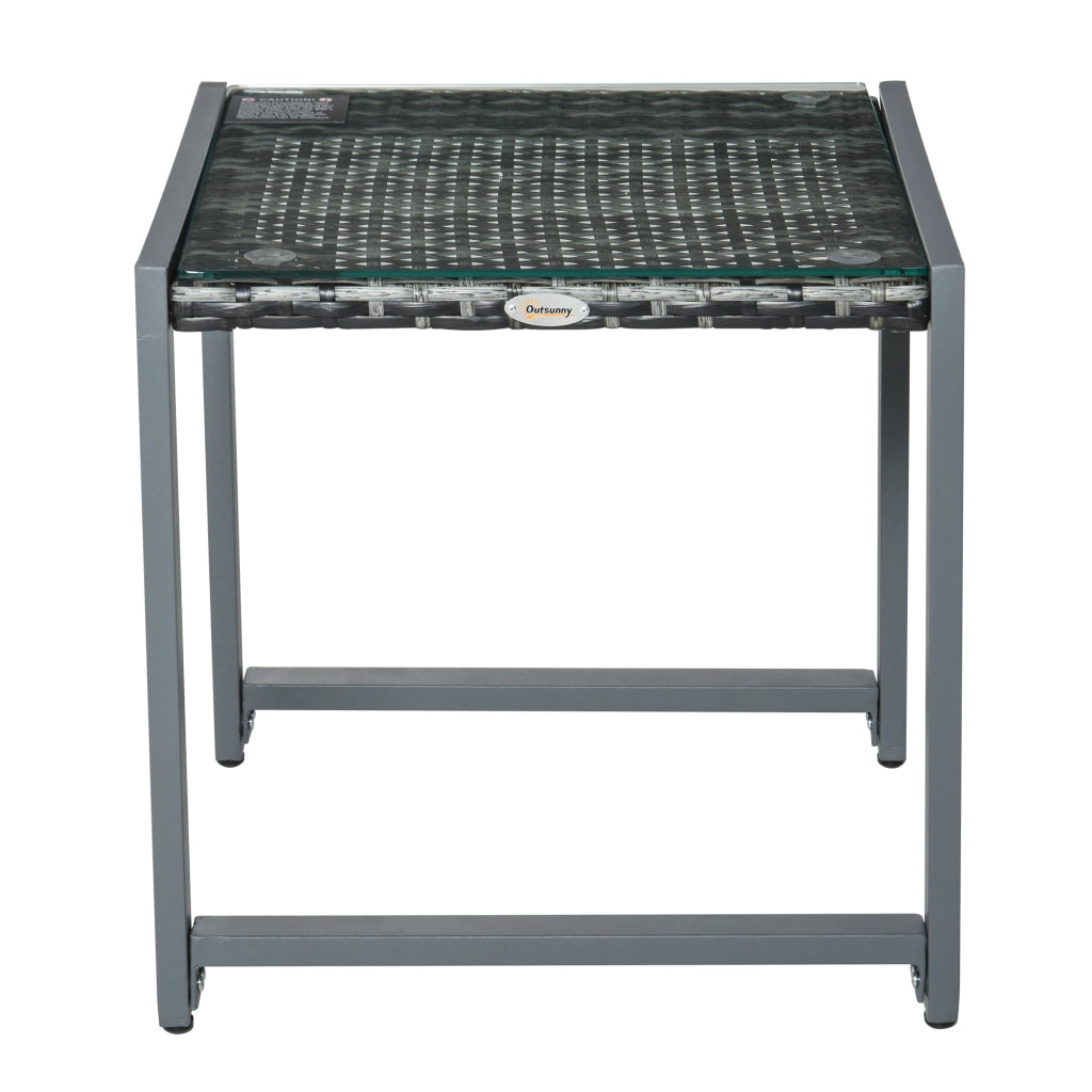 Tavolo giardino ¨C Minimal ¨C Polyrattan alluminio grigio 50x49,5x50 cm