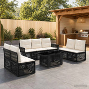 Set Divano da Giardino 8 pz Nero e Bianco Crema polyrattan 3436774