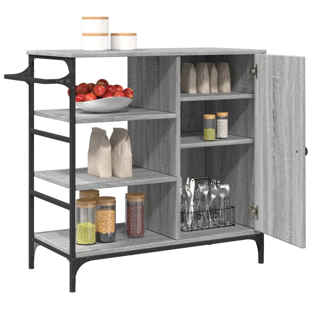Carrello da Cucina-Scaffale per Cucina Grigio Sonoma 87,5x38,5x84,5 cm Multistrato