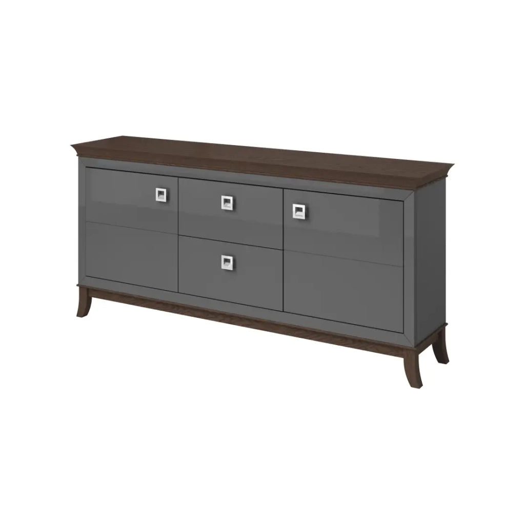 Buffet elegante 180cm per soggiorno in color grigio e rovere scuro collezione PALACE.