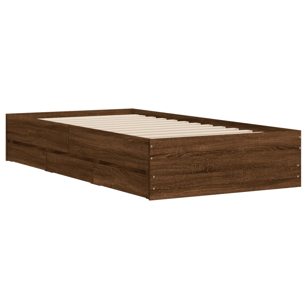 Giroletto Cassetti Rovere Marrone 100x200 cm Legno Multistrato