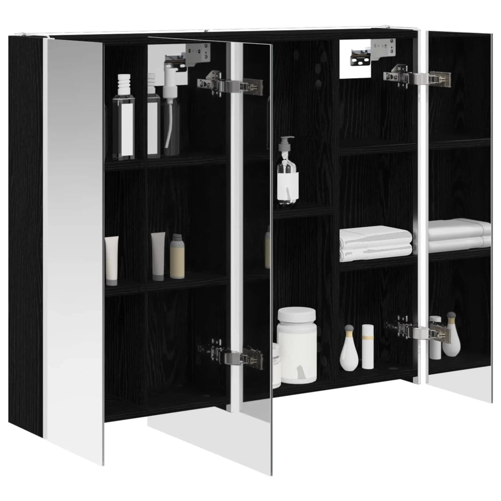 Mobiletto per specchio da bagno Rovere Nero 83,5 x 15,5 x 70 cm