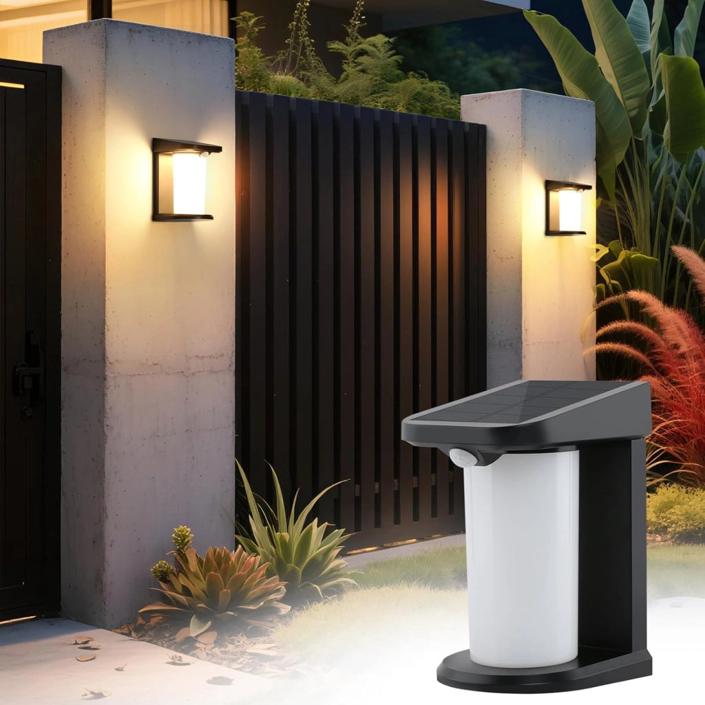 ZMH Lampada da Parete Solare Esterna con Sensore di Movimento per Giardino 2 Modalità 3000K Luce Calda LED