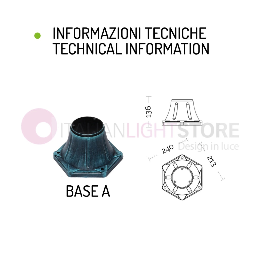 NIKE ANTRACITE Lampione da giardino 1 luce con piatto in ottone anticato