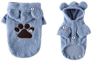 Pantaloni caldi e accollati per cani con cappuccio per Bulldog Francese, taglia piccola, blu (circa 35 cm di vita, 25 cm di lunghezza).